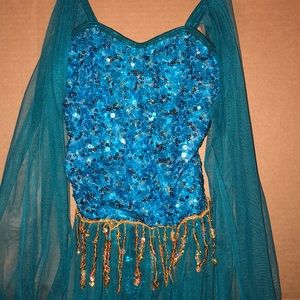 Teal Jeanie 1piece w/gold sequin